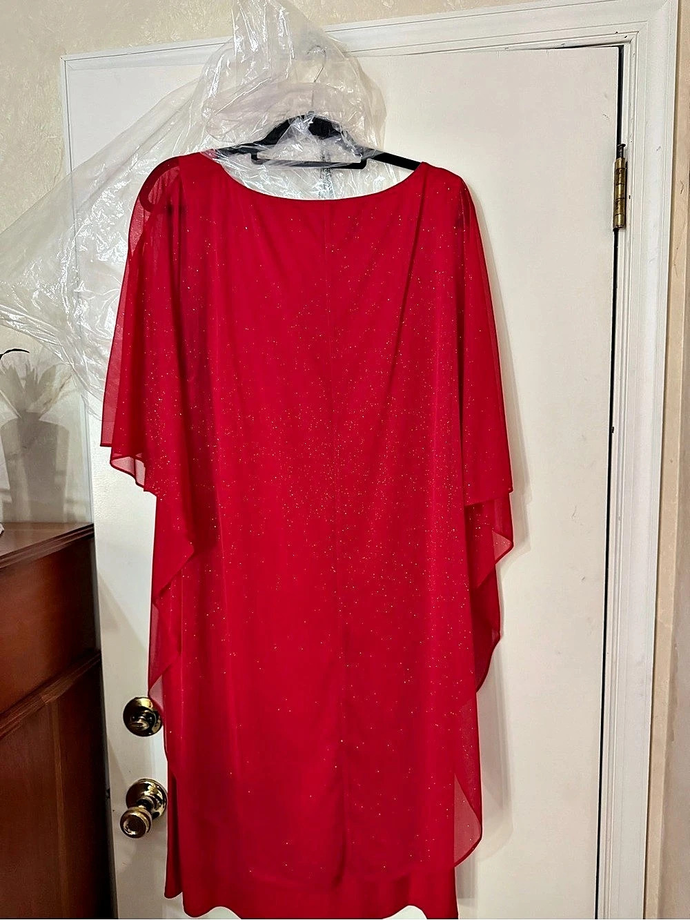 Glamour Sheer Sleeve Dress in Red Size 22W Like New